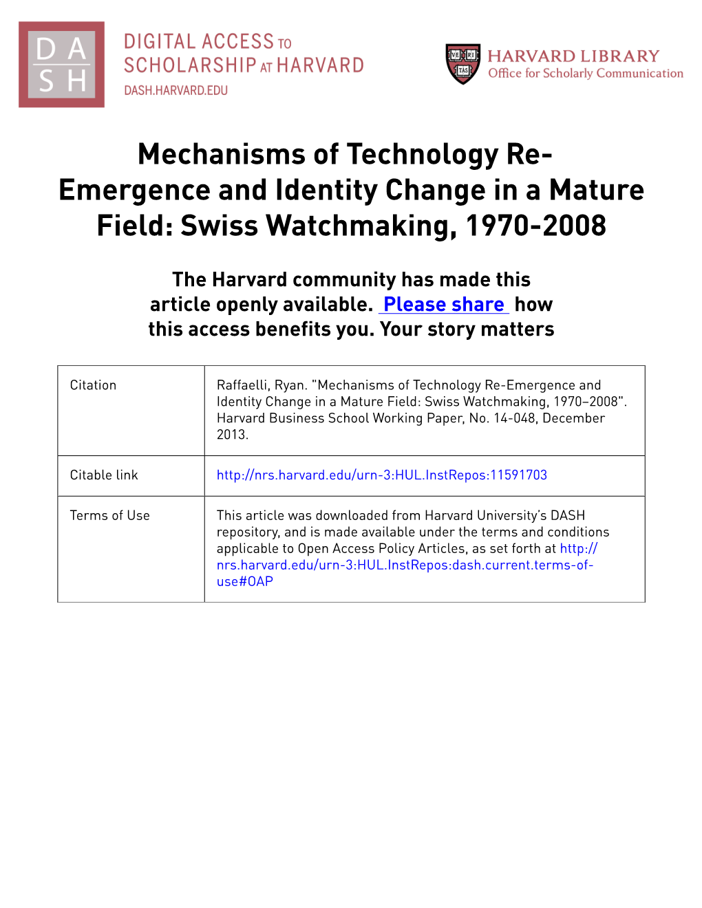 Swiss Watchmaking, 1970-2008