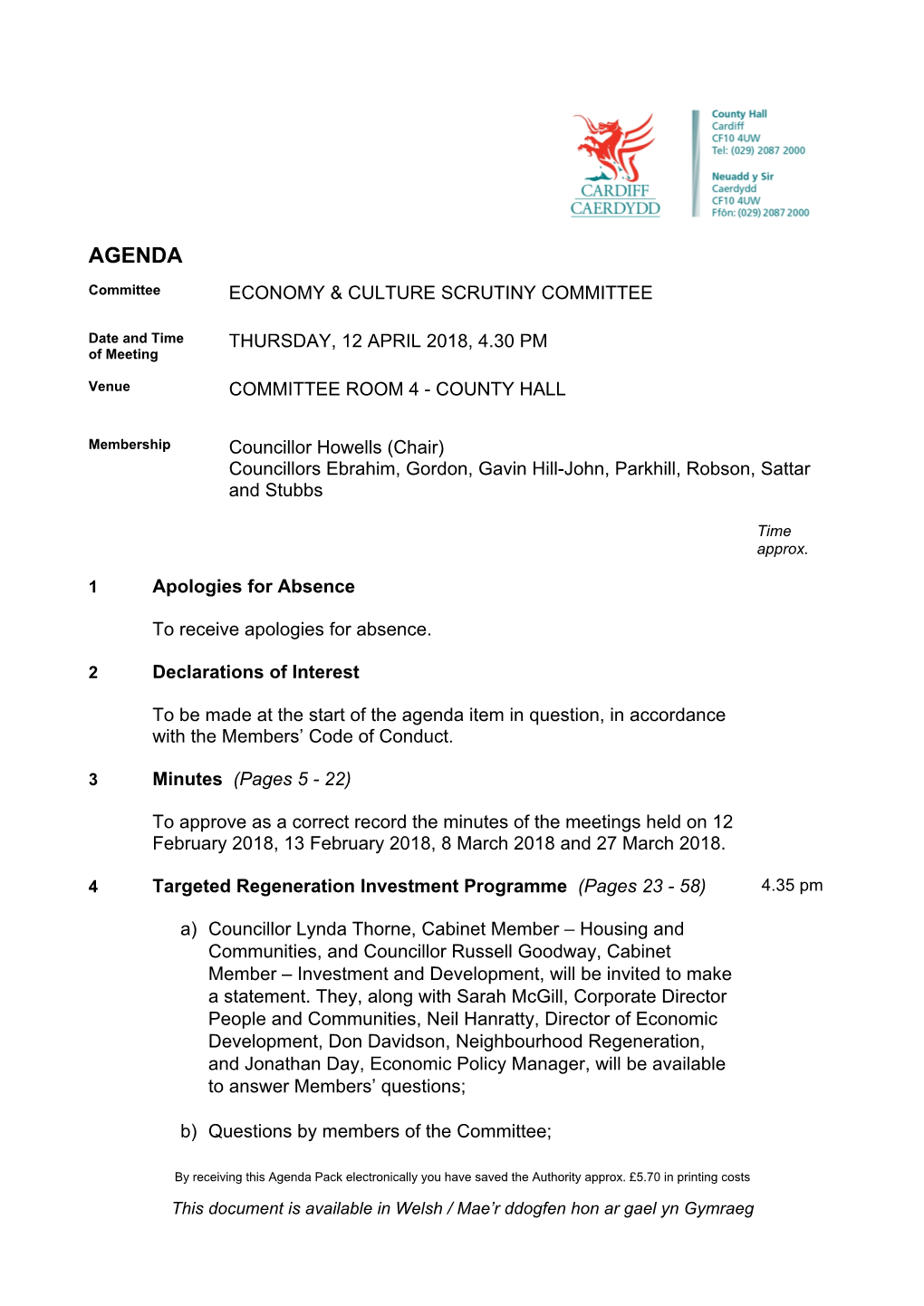(Public Pack)Agenda Document for Economy & Culture Scrutiny