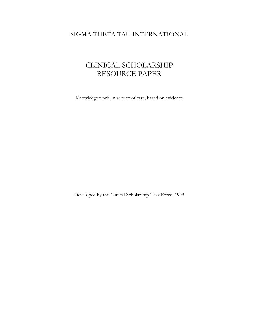 Clinical Scholarship Resource Paper