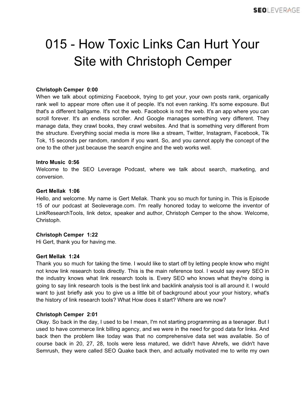 How Toxic Links Can Hurt Your Site with Christoph Cemper