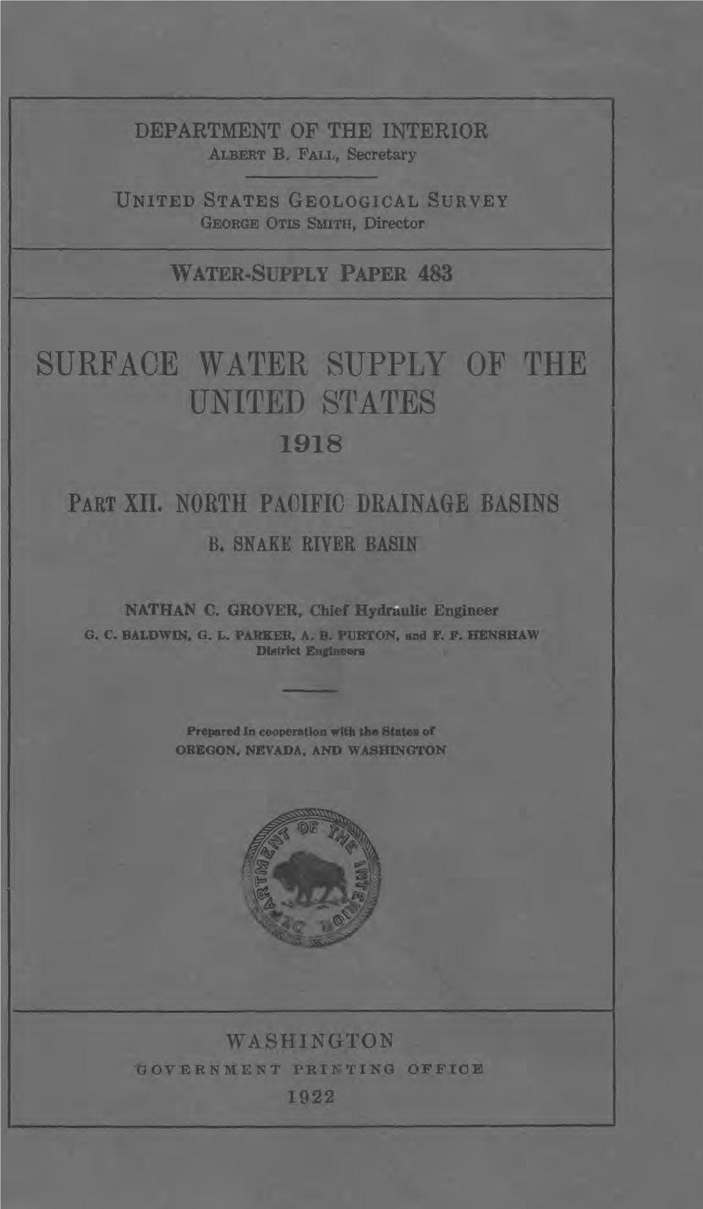 Surface Water Supply of the United States 1918