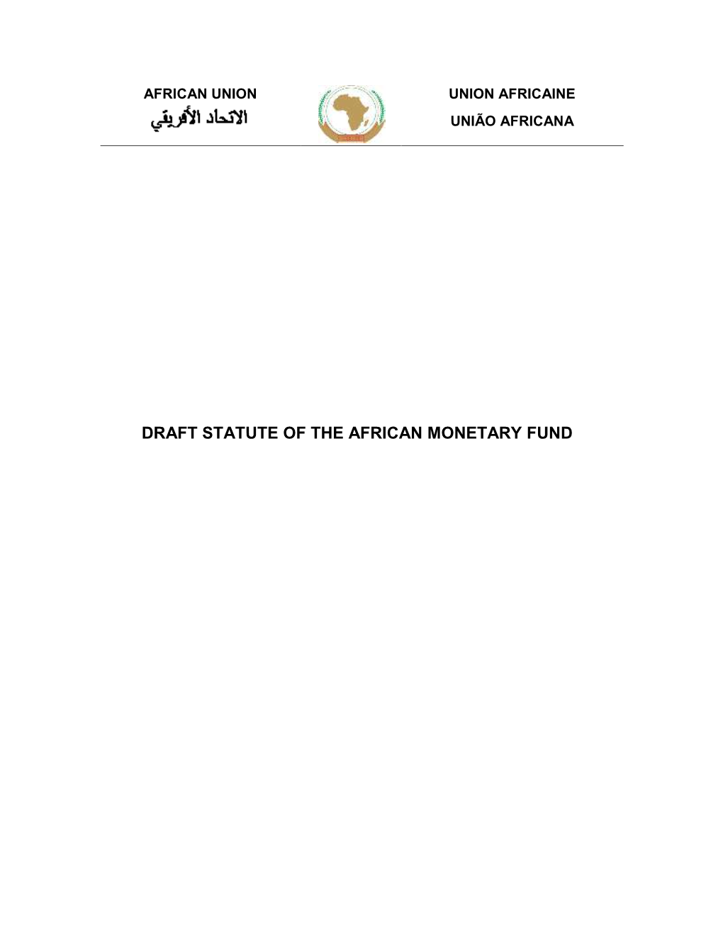 Draft Statute of the African Monetary Fund