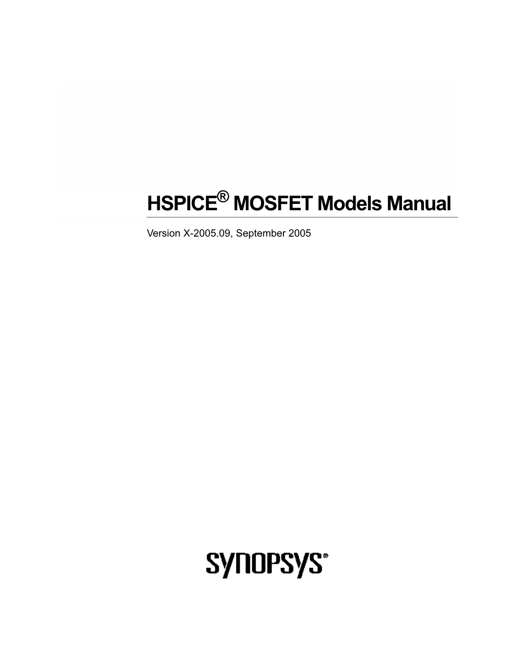 HSPICE MOSFET Models Manual