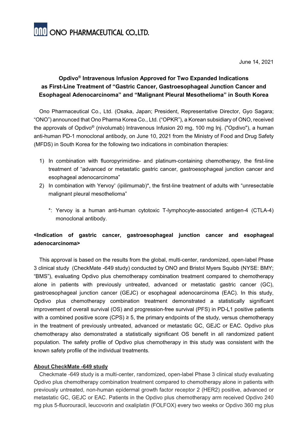 Gastric Cancer, Gastroesophageal Junction Cancer and Esophageal Adenocarcinoma” and “Malignant Pleural Mesothelioma” in South Korea