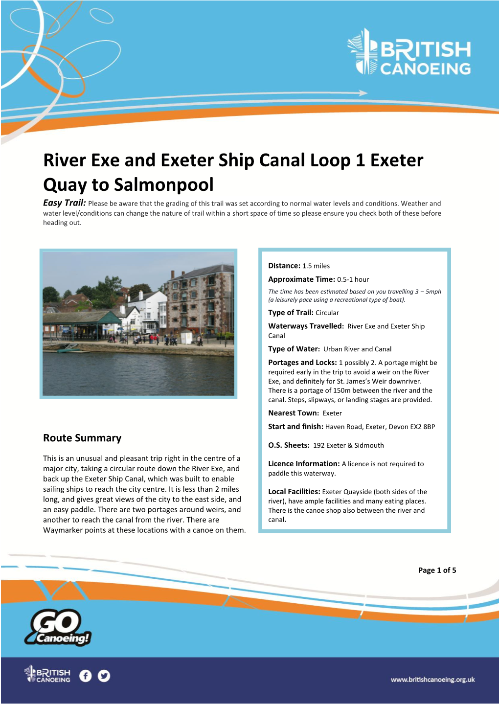 River Exe and Exeter Ship Canal Loop 1 Exeter Quay to Salmonpool