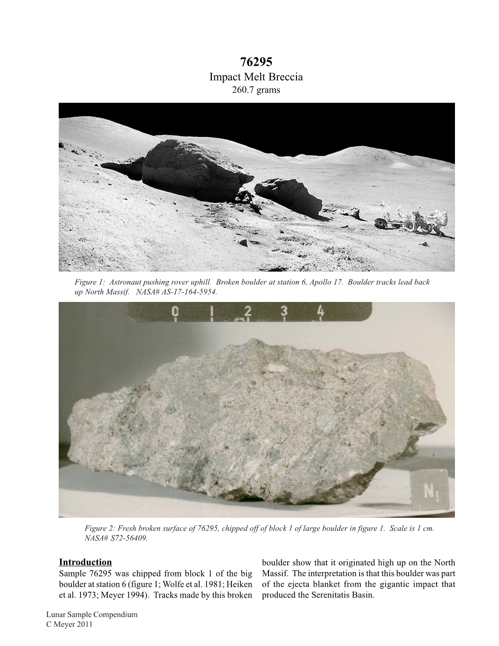 76295 Impact Melt Breccia 260.7 Grams