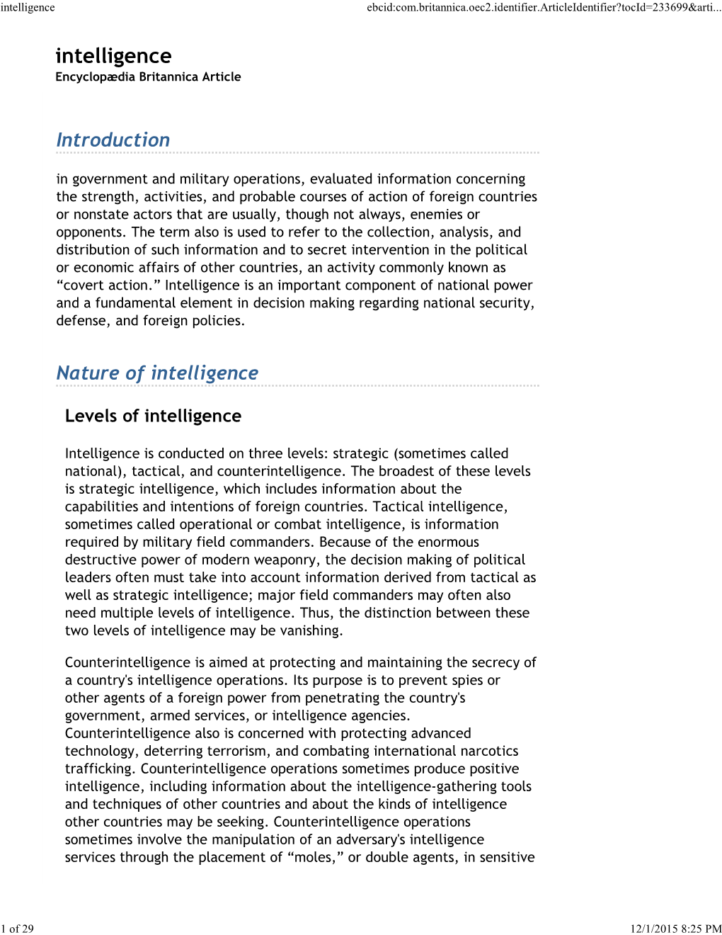 Intelligence Ebcid:Com.Britannica.Oec2.Identifier.Articleidentifier?Tocid=233699&Arti