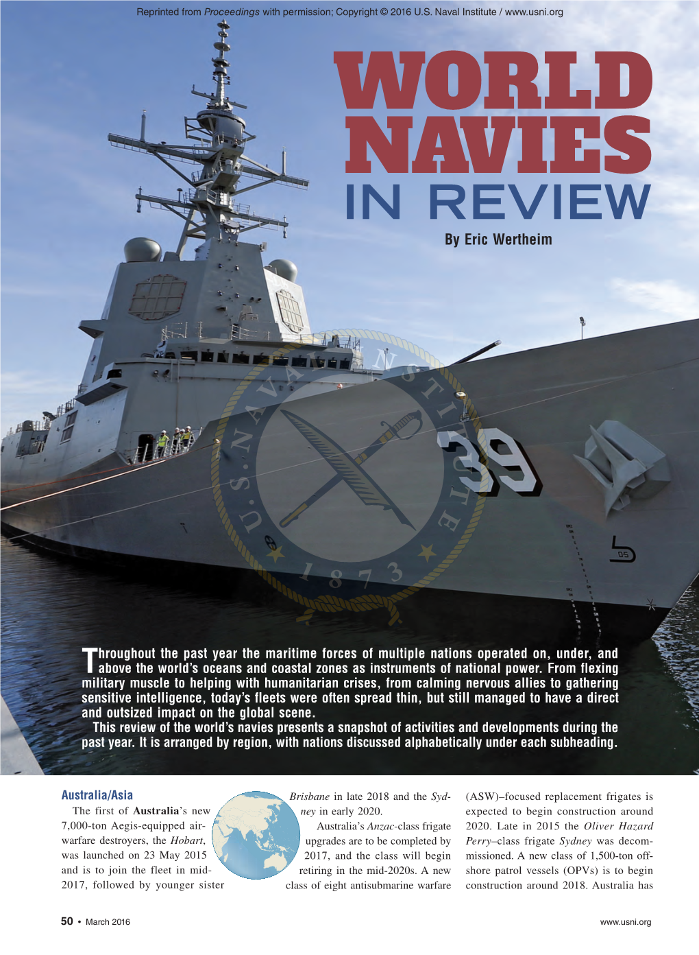 NAVIES in REVIEW by Eric Wertheim