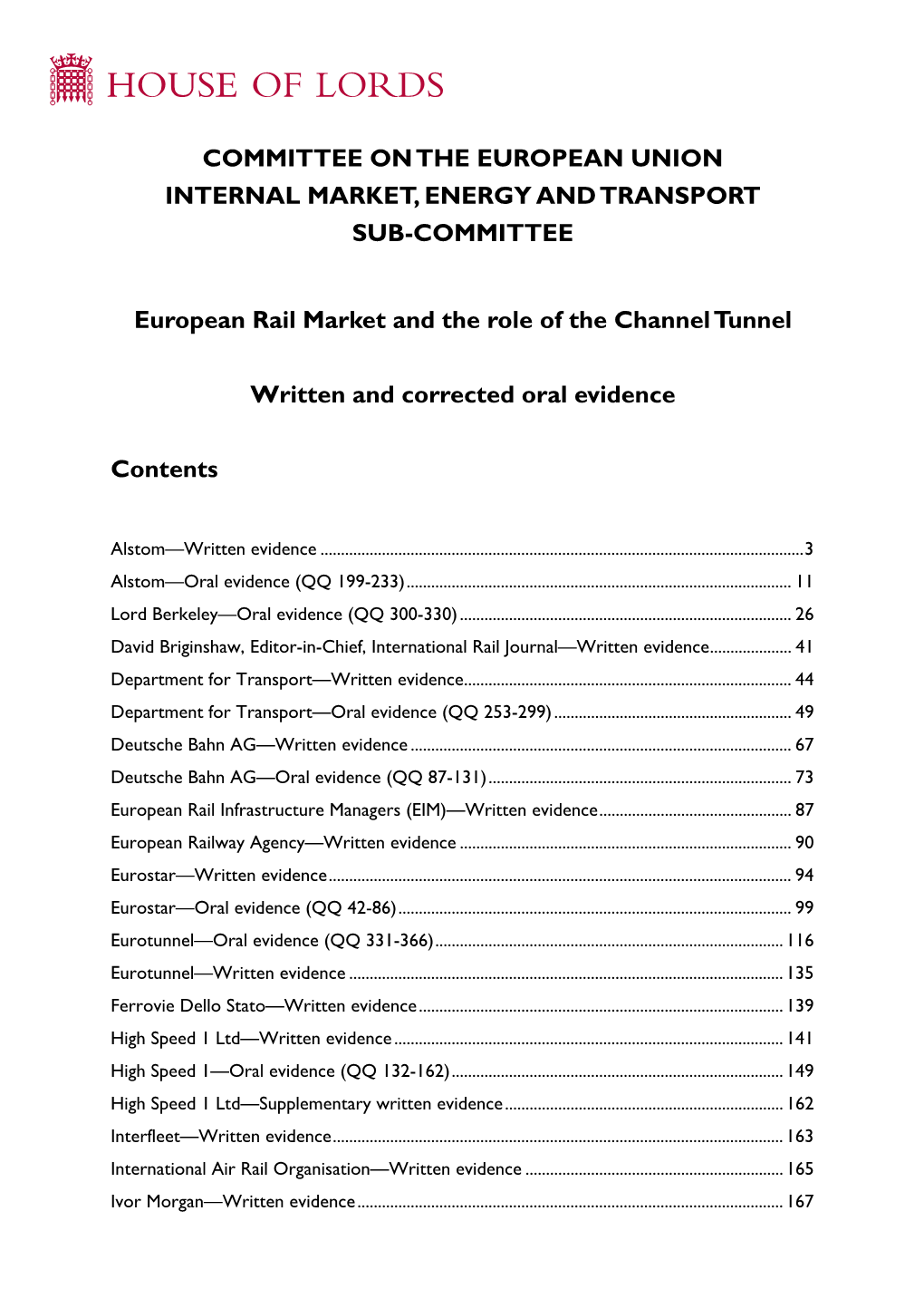 European Rail Market and the Role of the Channel Tunnel