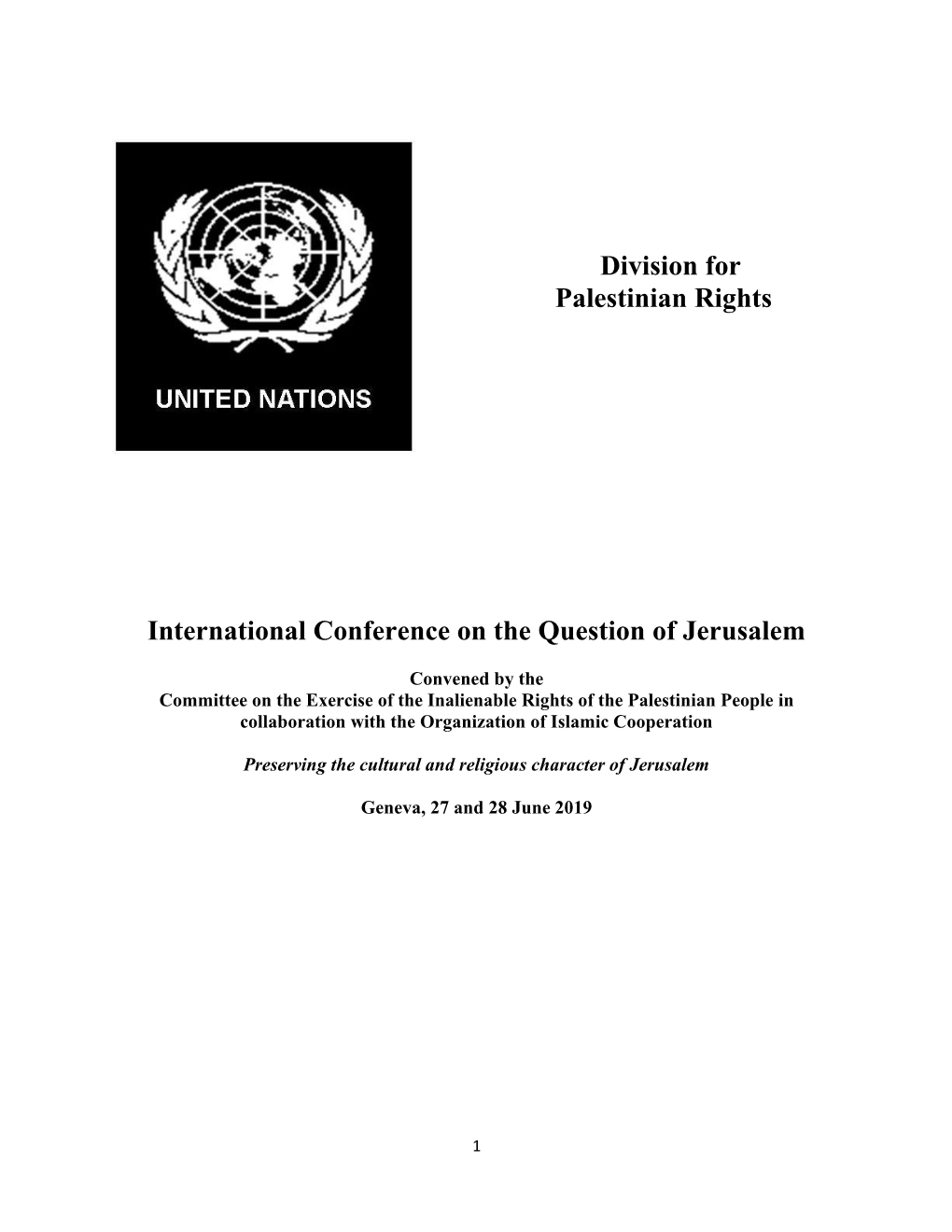 Division for Palestinian Rights International Conference on The
