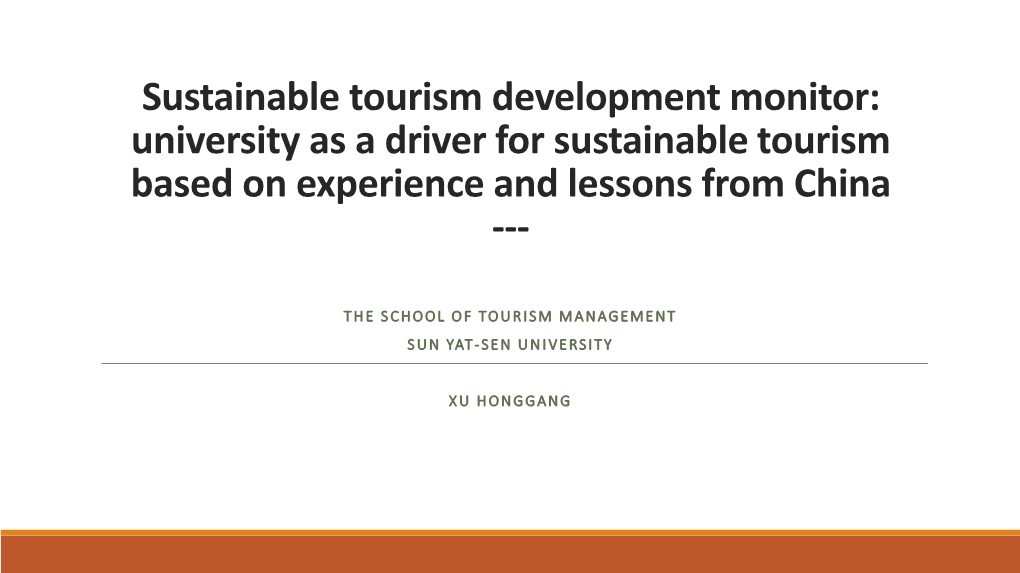 Indicators for Sustainable Tourism Development