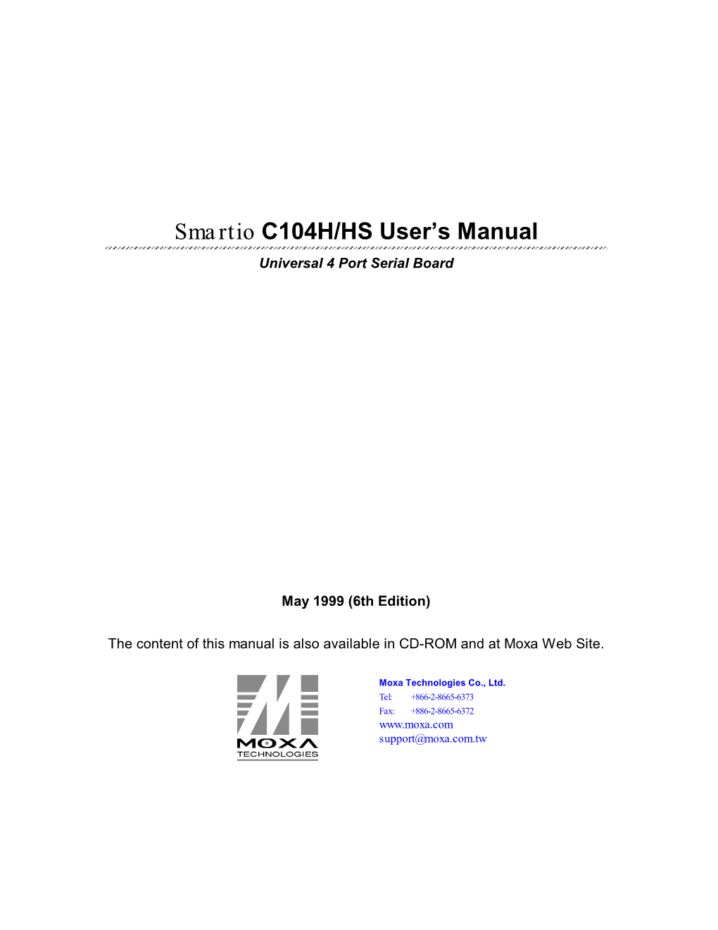 Smartio C104H/HS User's Manual