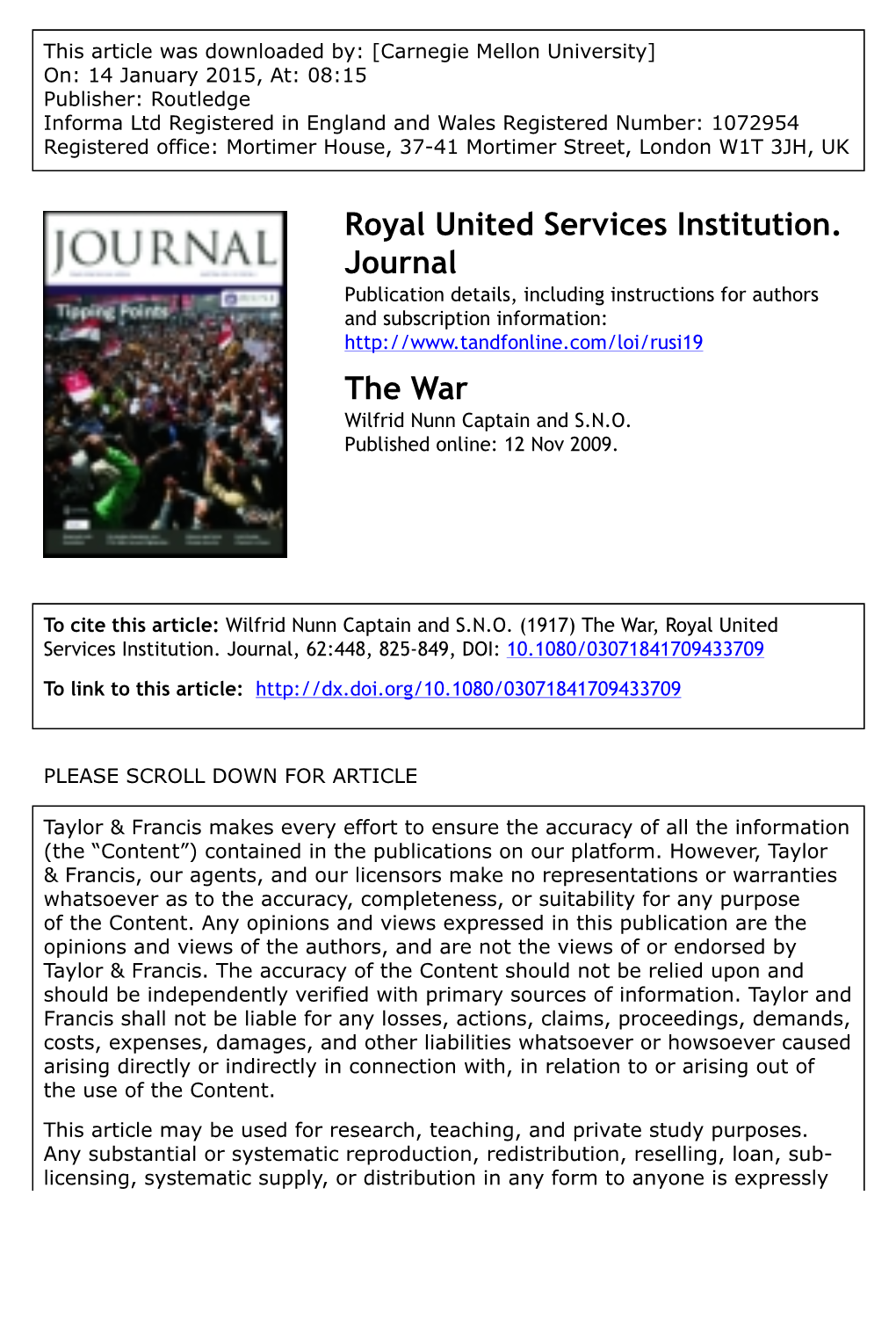 Royal United Services Institution. Journal The
