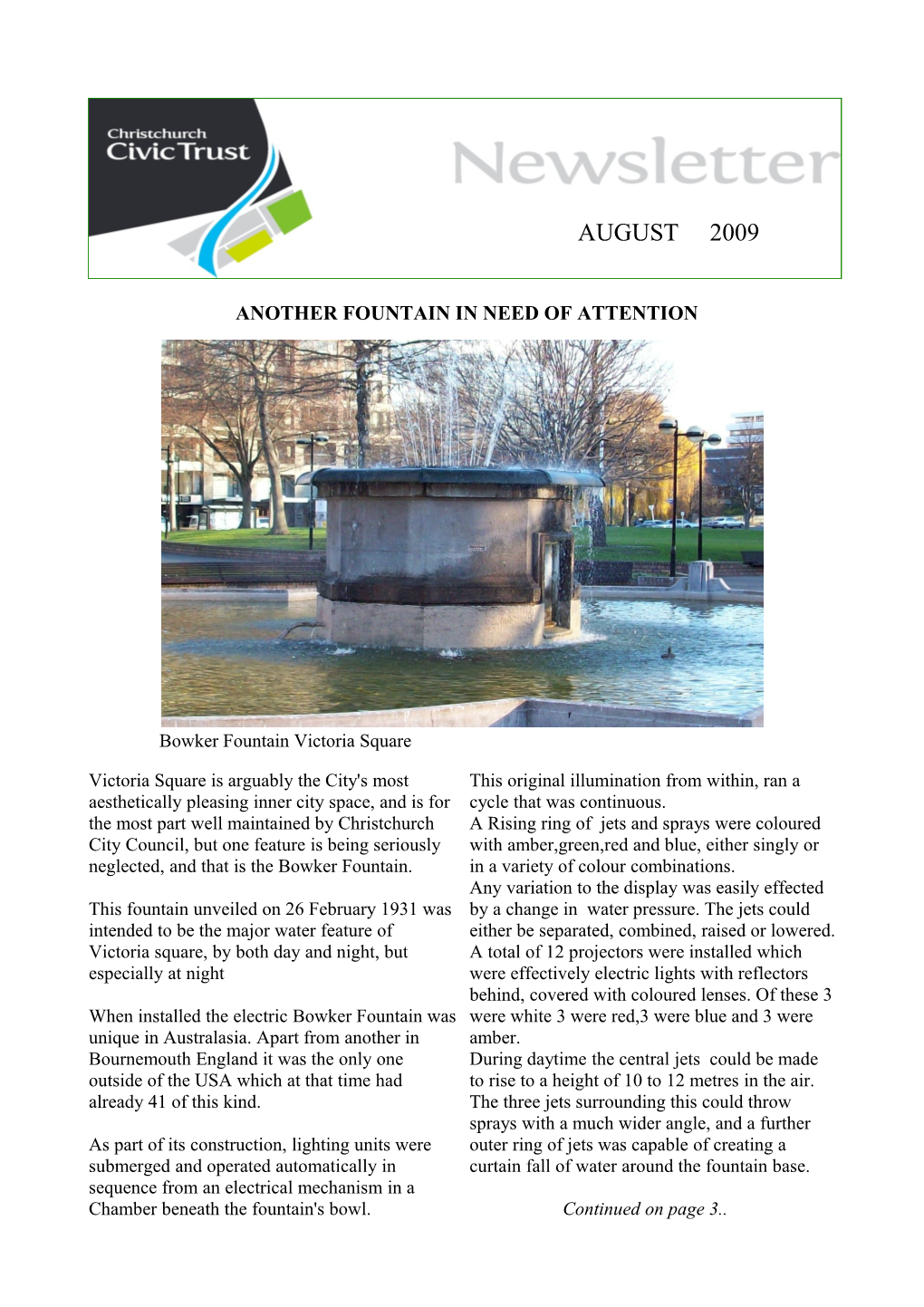 August 2009 Newsletter