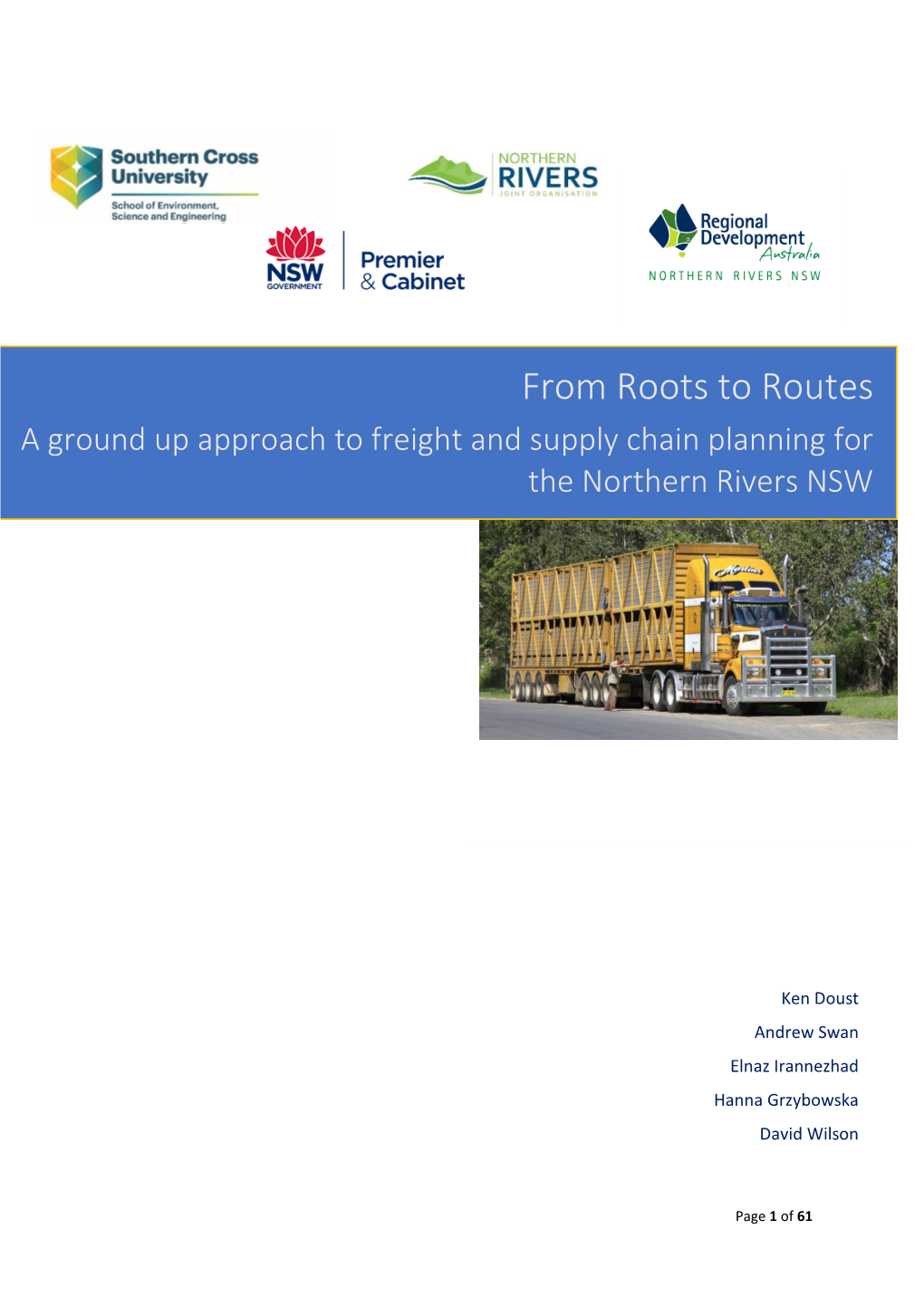 From Roots to Routes a Ground up Approach to Freight and Supply Chain Planning for the Northern Rivers NSW