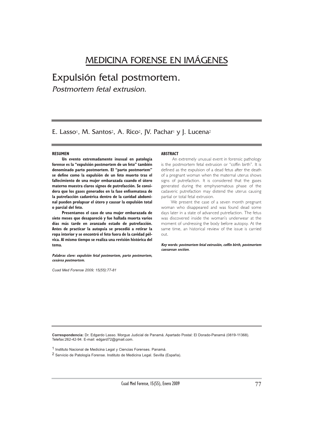 Expulsión Fetal Postmortem. Postmortem Fetal Extrusion