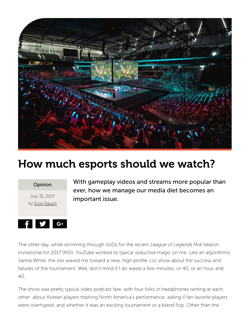 How Much Esports Should We Watch?