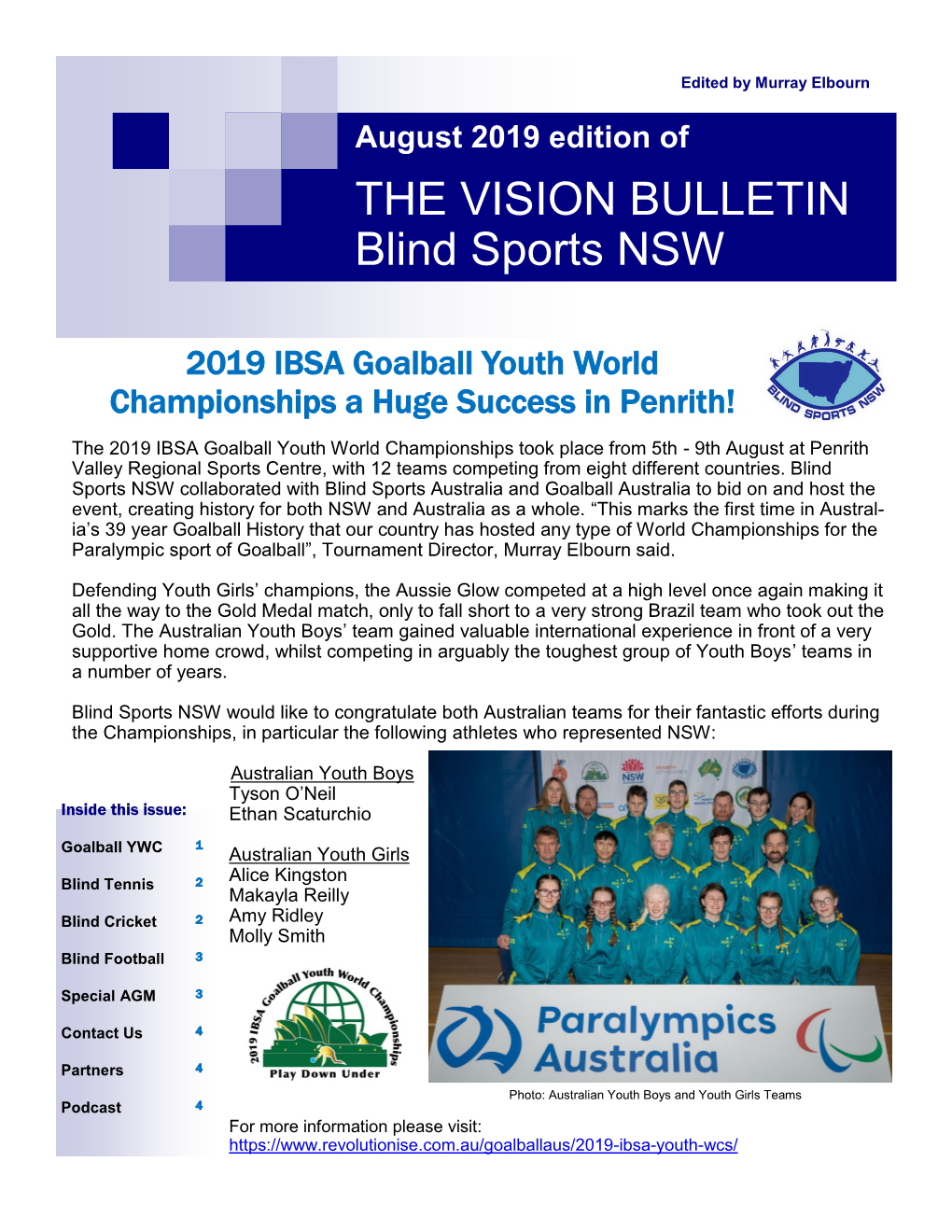 THE VISION BULLETIN Blind Sports NSW