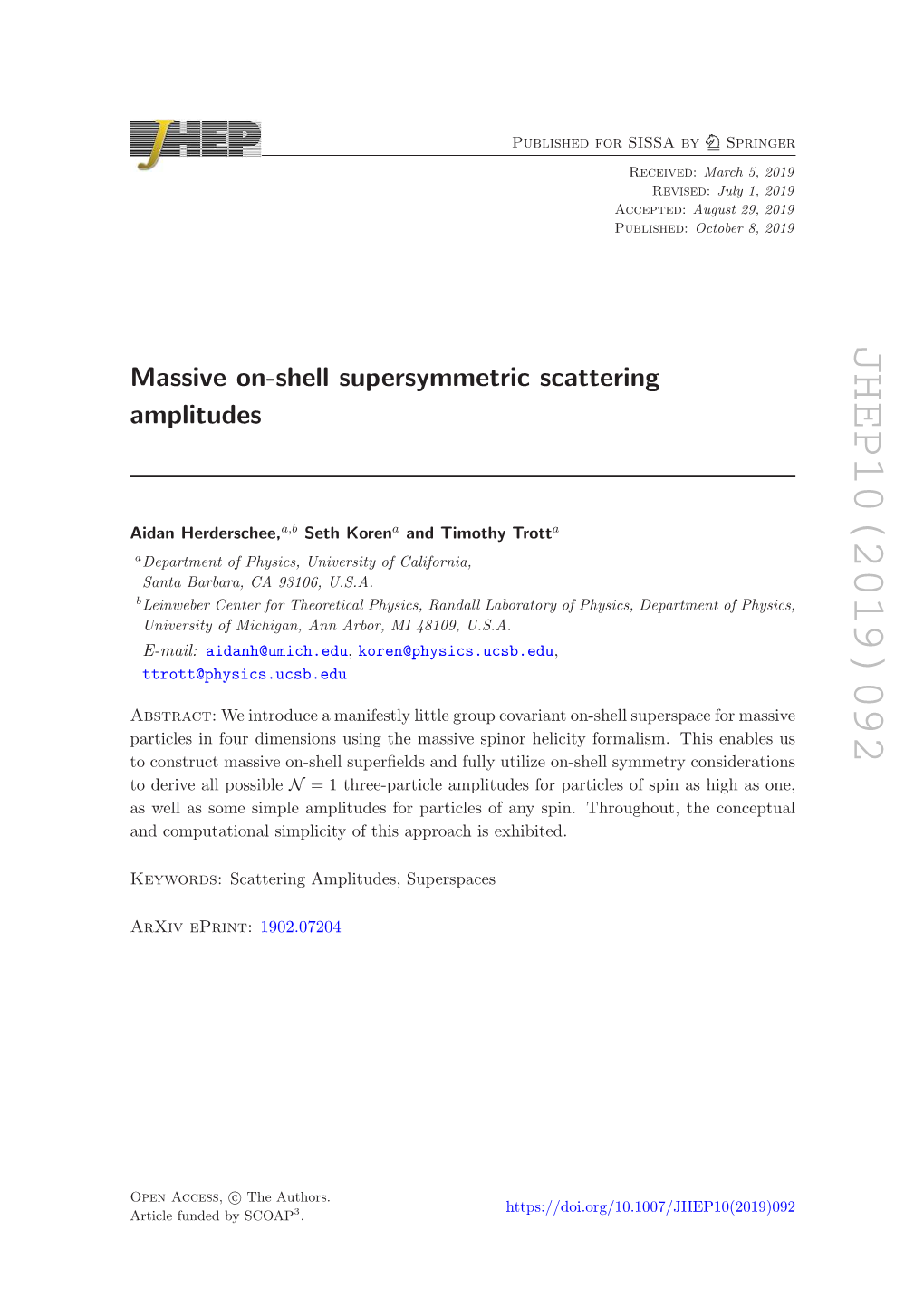 Massive On-Shell Supersymmetric Scattering Amplitudes