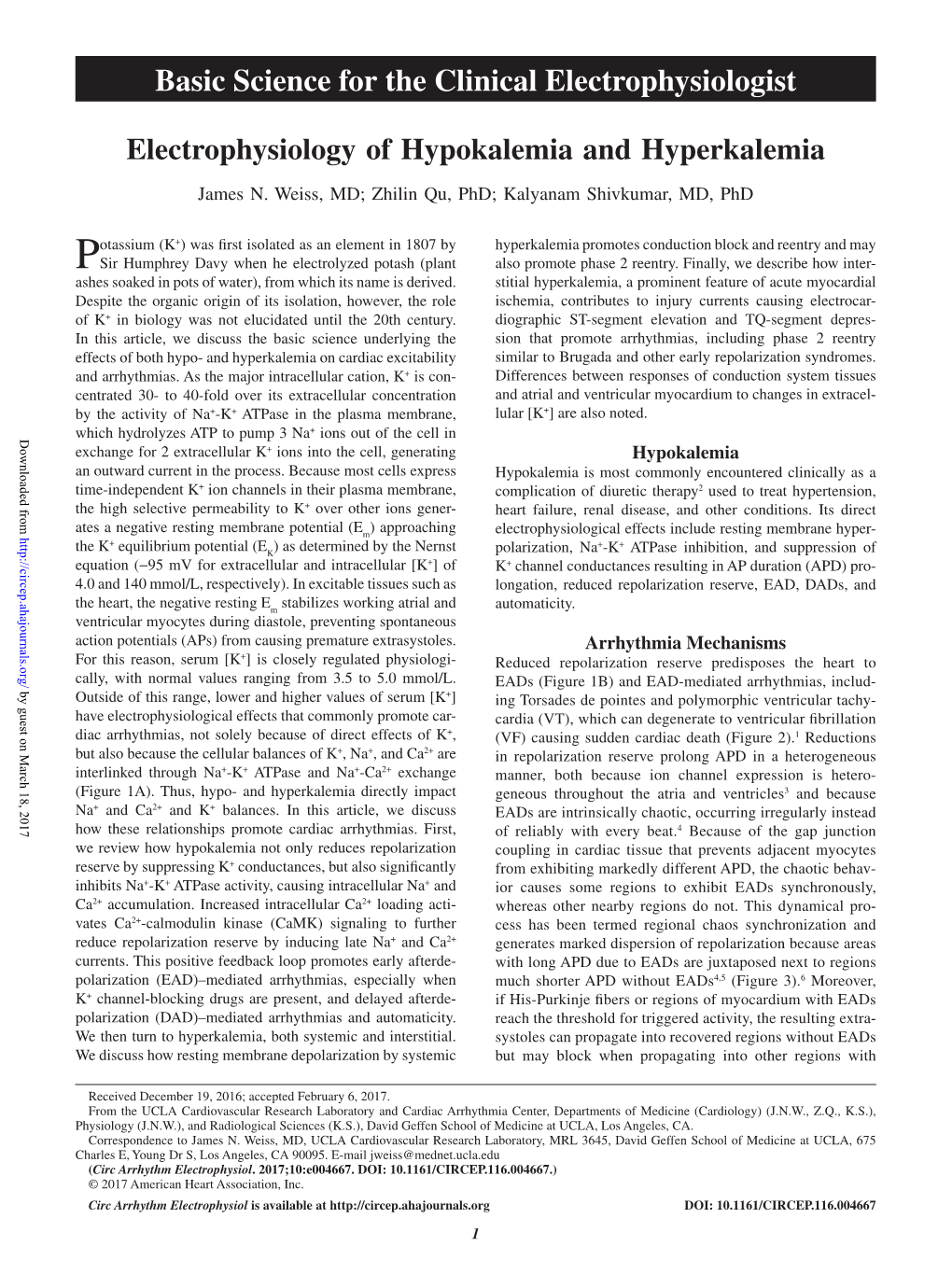 Electrophysiology of Hypokalemia and Hyperkalemia