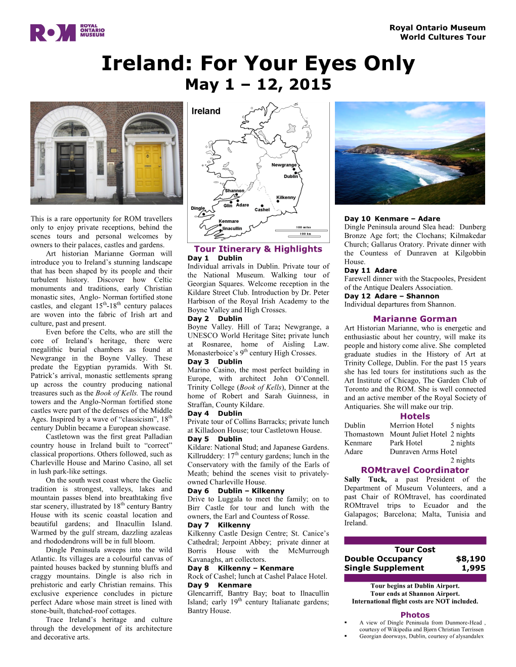 Ireland: for Your Eyes Only May 1 – 12, 2015