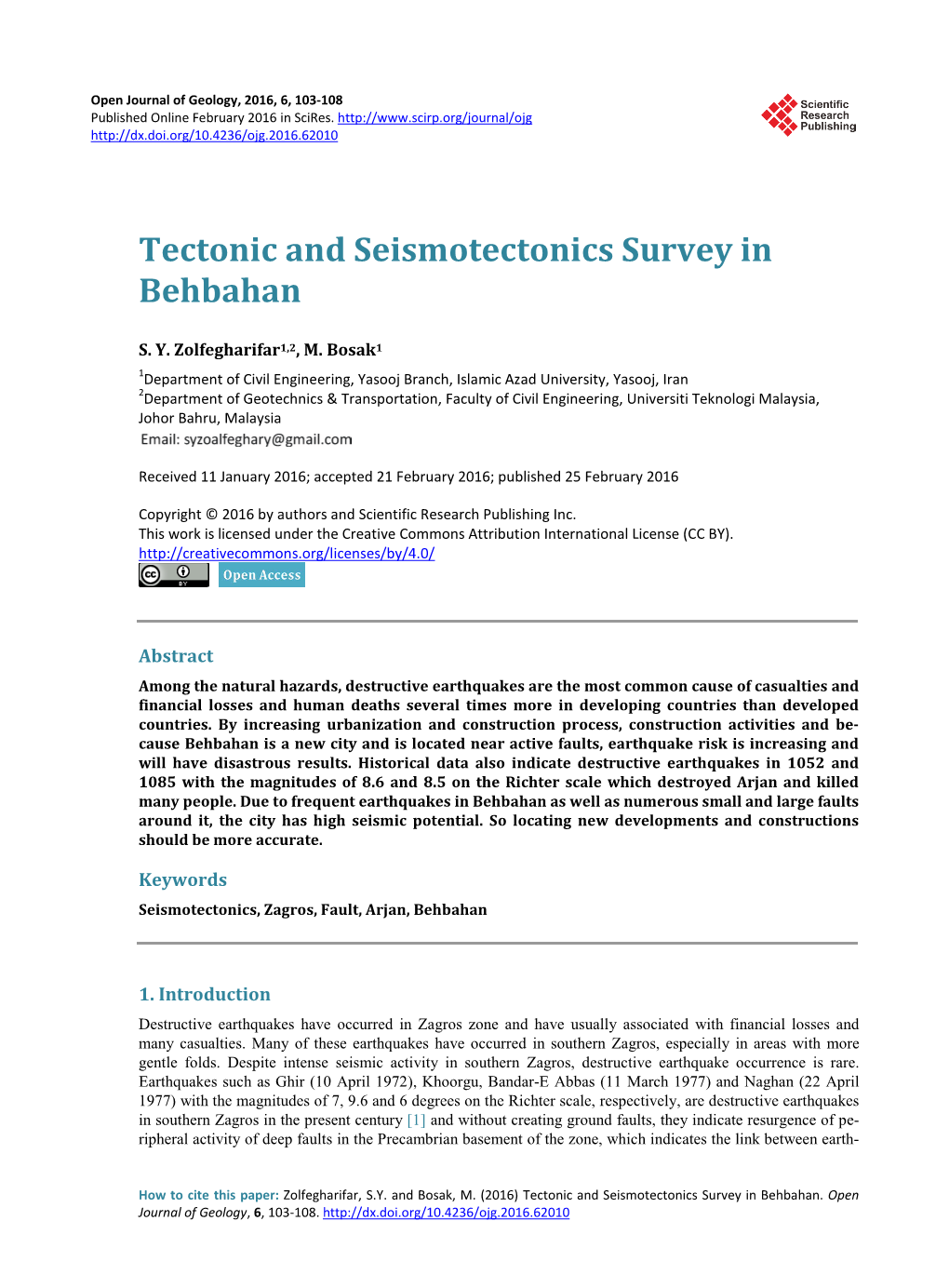 Tectonic and Seismotectonics Survey in Behbahan