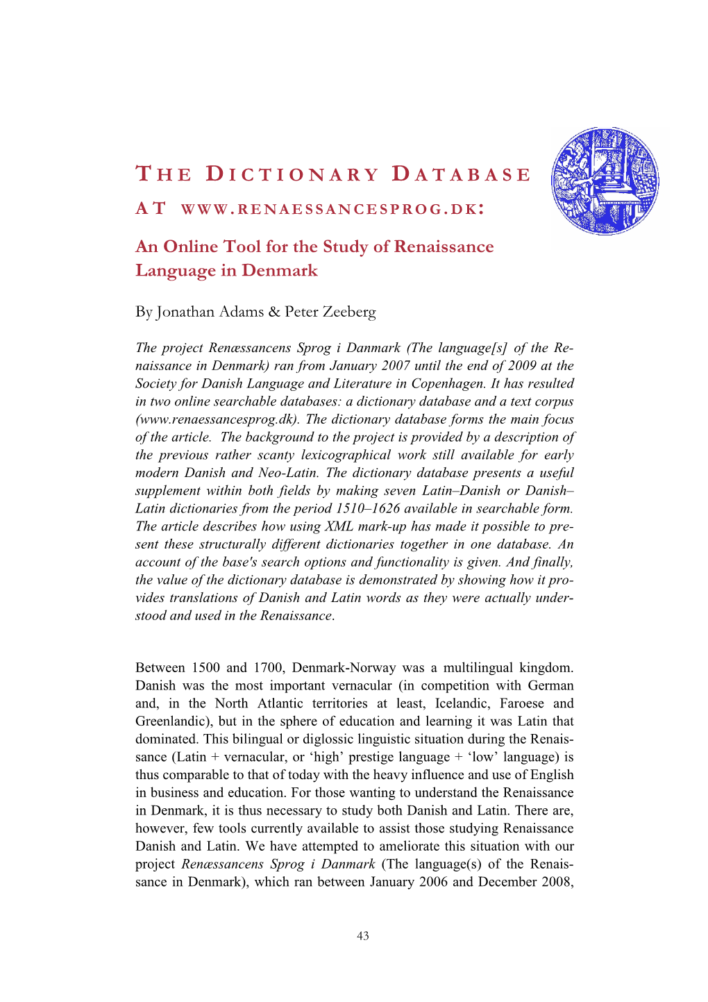 The Dictionary Database At