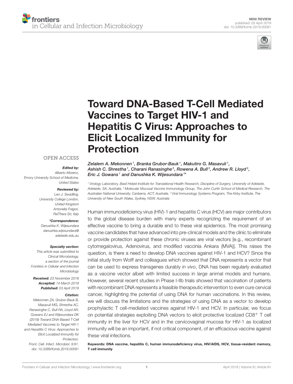 Toward DNA-Based T-Cell Mediated Vaccines to Target HIV-1 and Hepatitis C Virus: Approaches to Elicit Localized Immunity for Protection