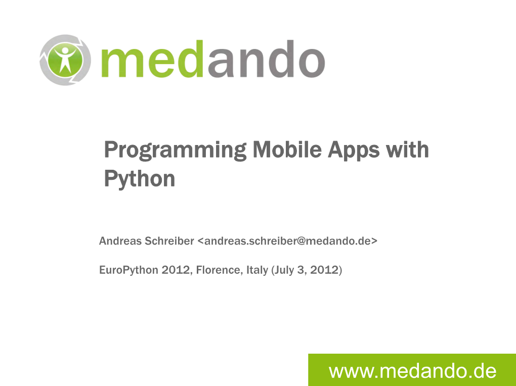 Programming Mobile Apps with Python