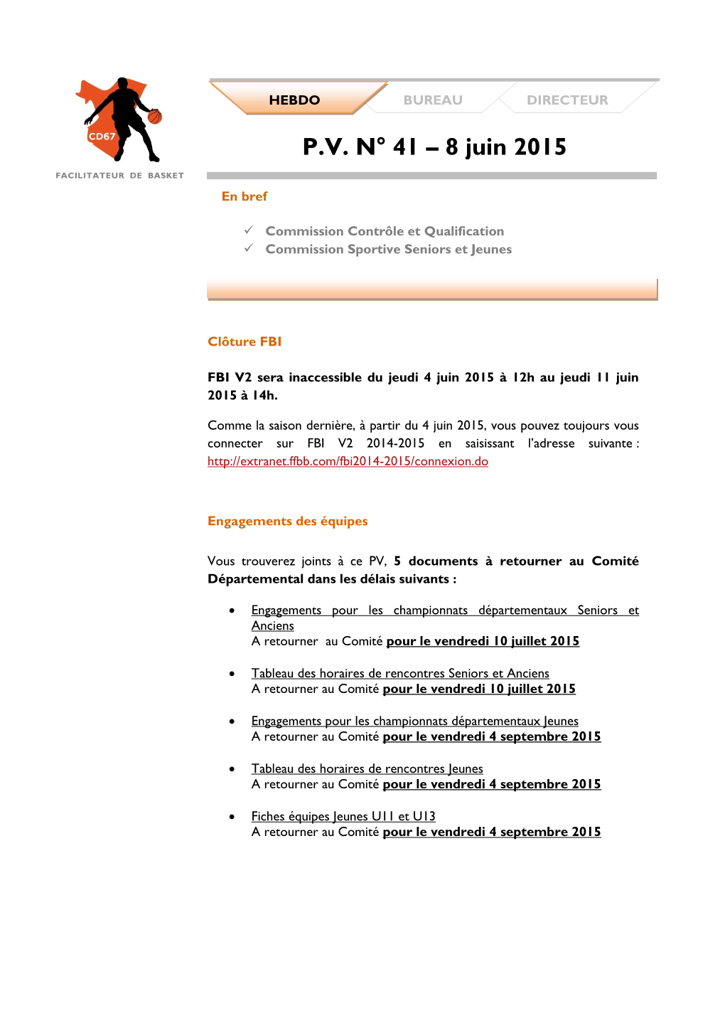 P.V. N° 41 – 8 Juin 2015