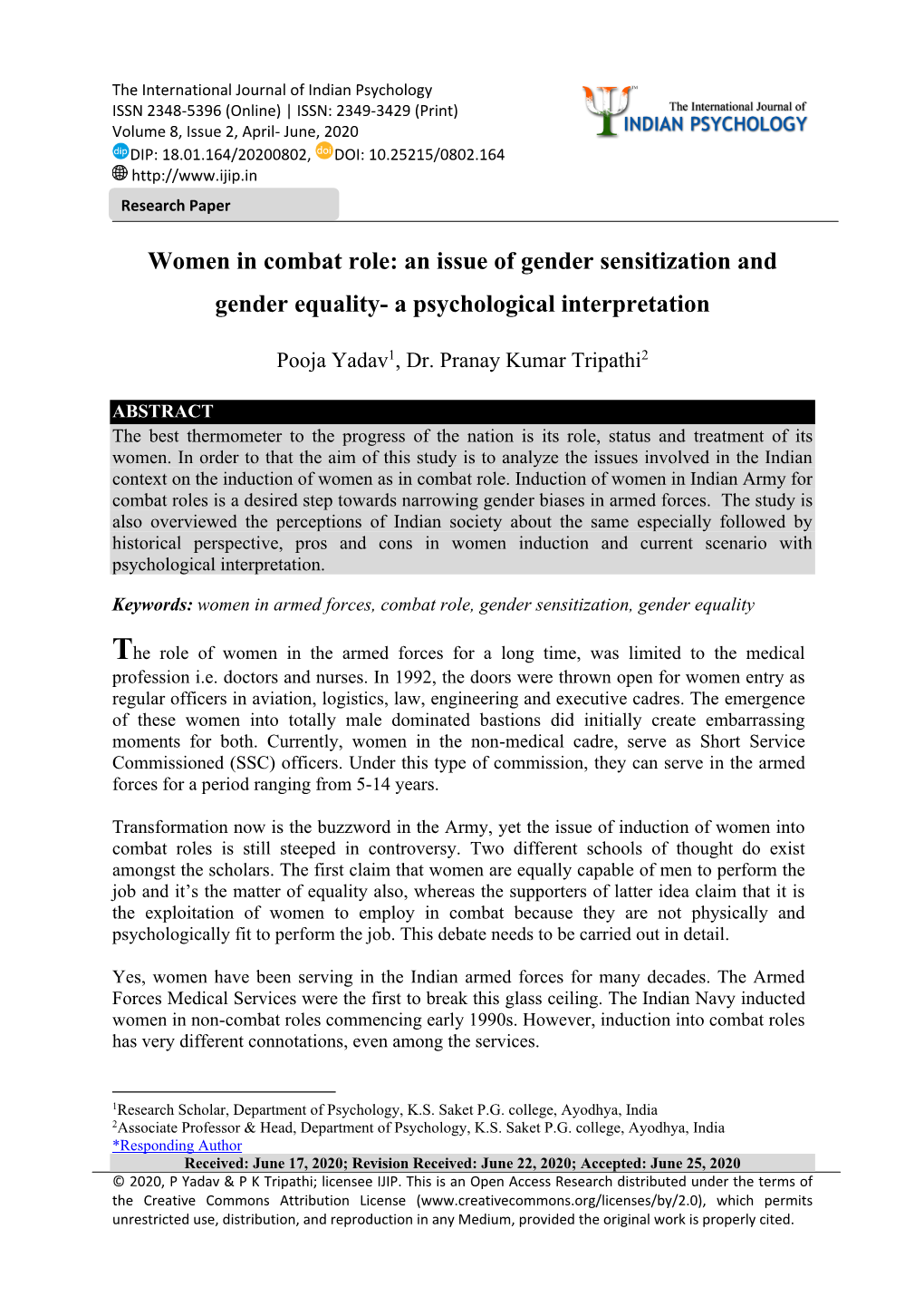 An Issue of Gender Sensitization and Gender Equality- a Psychological Interpretation