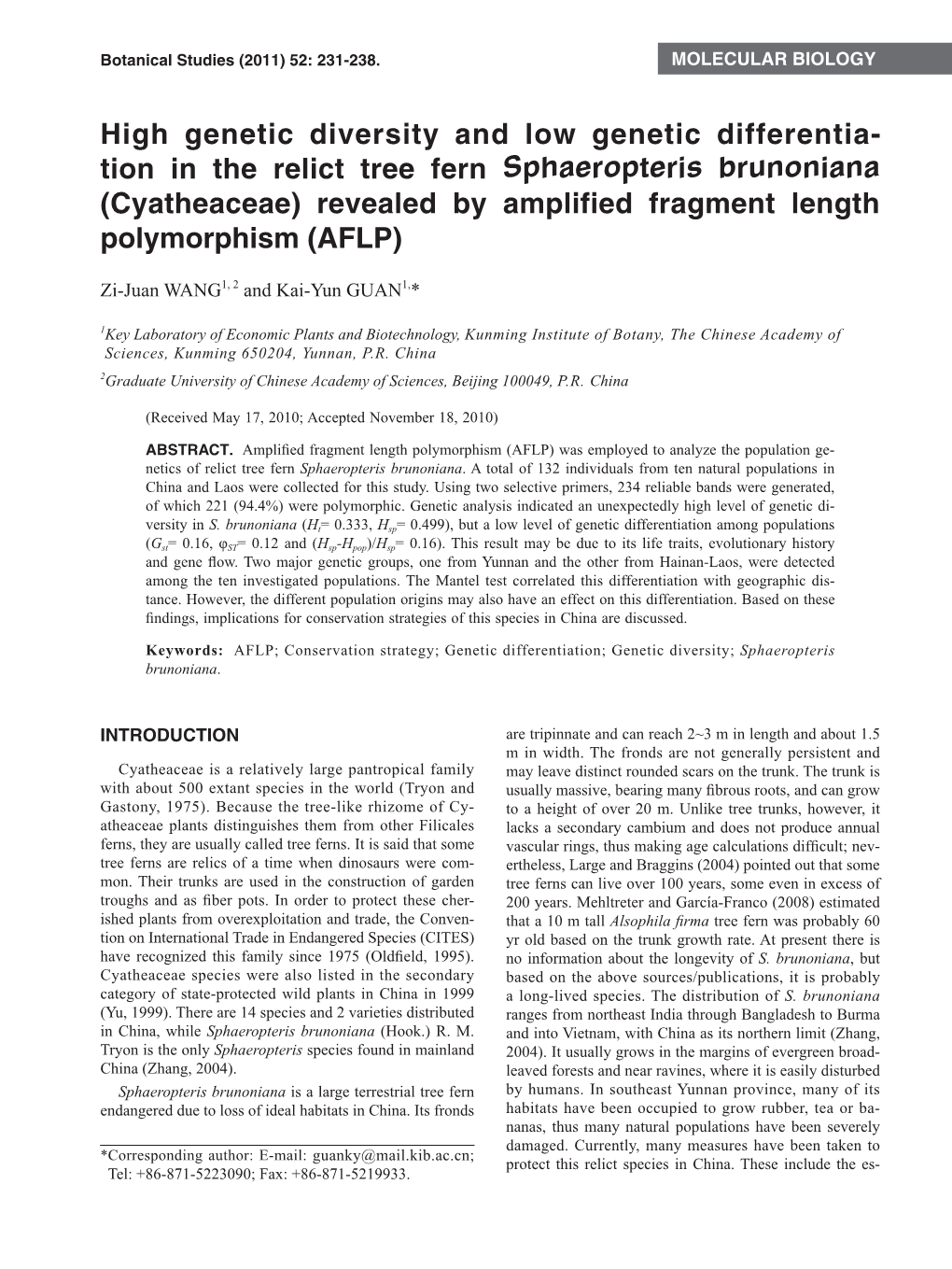 High Genetic Diversity and Low Genetic Differentia- Tion in The