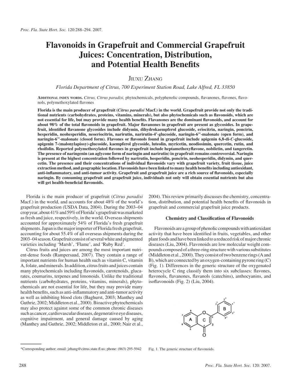 Flavonoids in Grapefruit and Commercial Grapefruit Juices: Concentration, Distribution, and Potential Health Beneﬁ Ts