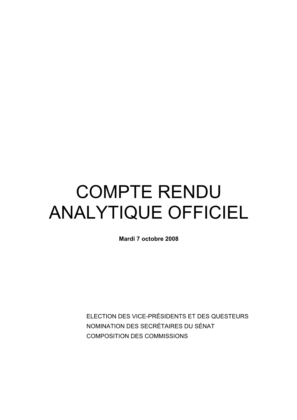 Compte Rendu Analytique Officiel