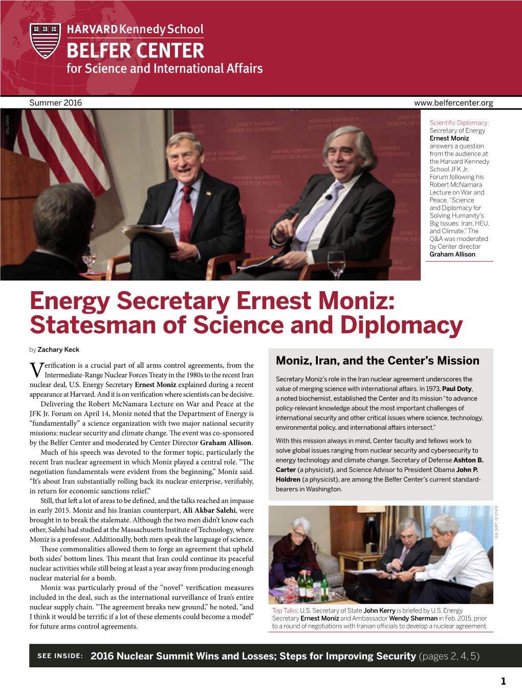 Energy Secretary Ernest Moniz: Statesman of Science and Diplomacy