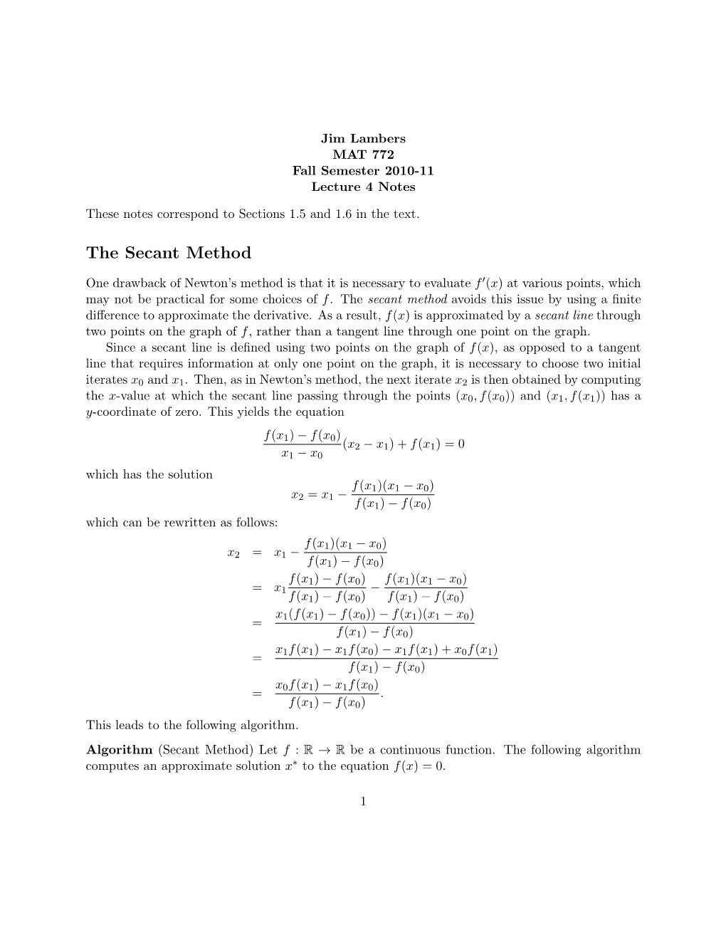 The Secant Method