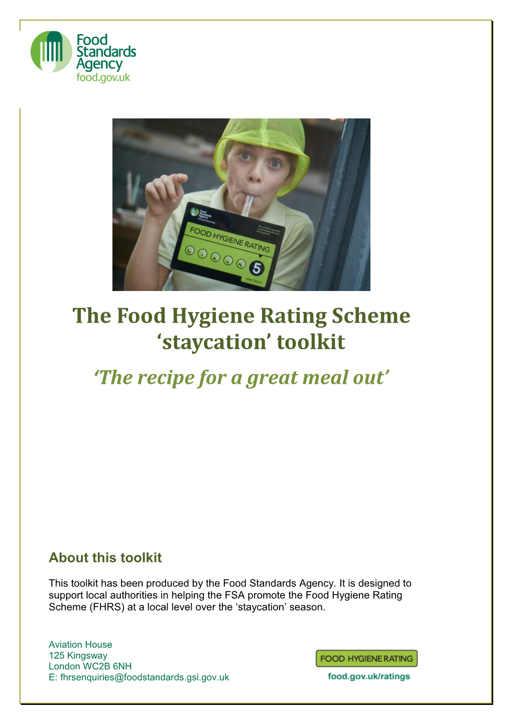 The Food Hygiene Rating Scheme Staycation Toolkit