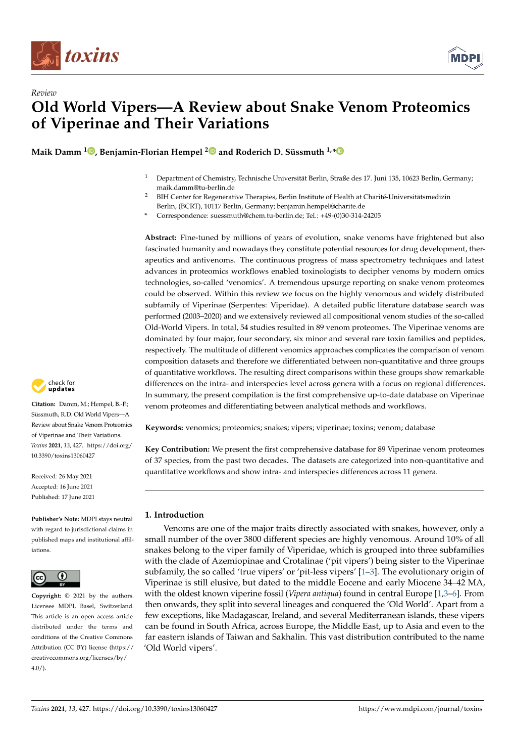 Old World Vipers—A Review About Snake Venom Proteomics of Viperinae and Their Variations