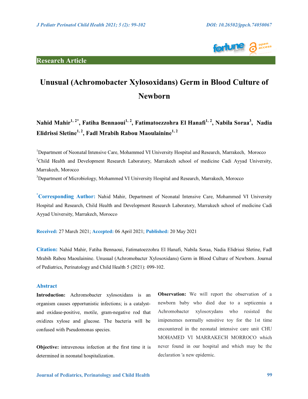 Achromobacter Xylosoxidans) Germ in Blood Culture of Newborn