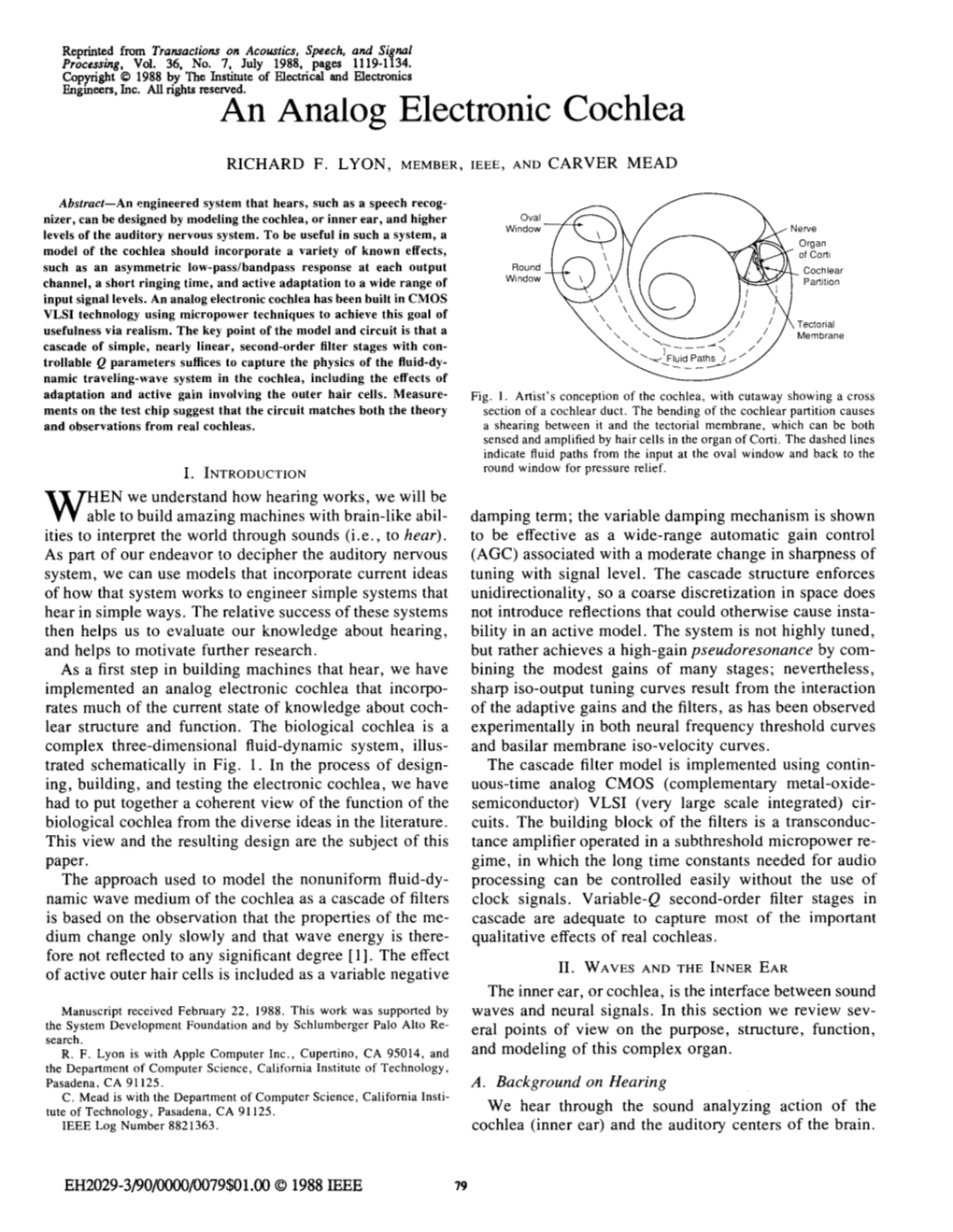 An Analog Electronic Cochlea