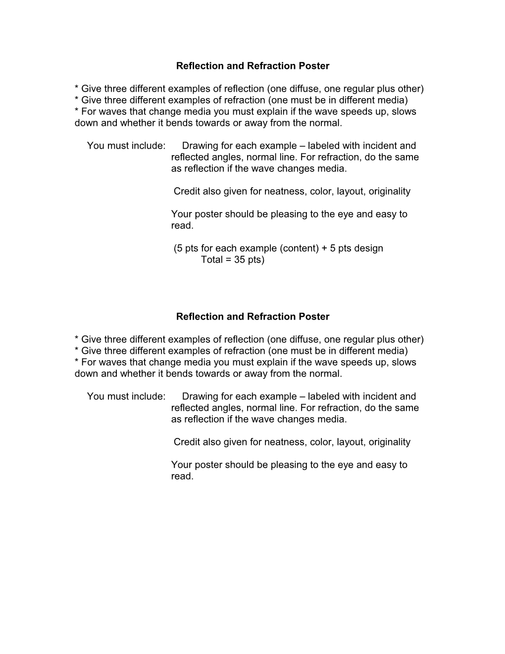 Reflection and Refraction Poster