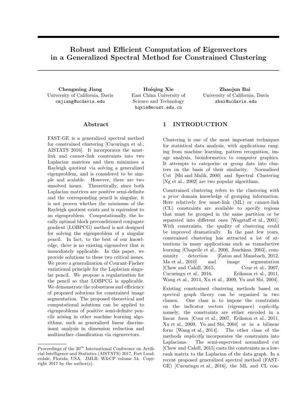 Robust and Efficient Computation of Eigenvectors in a Generalized Spectral Method for Constrained Clustering