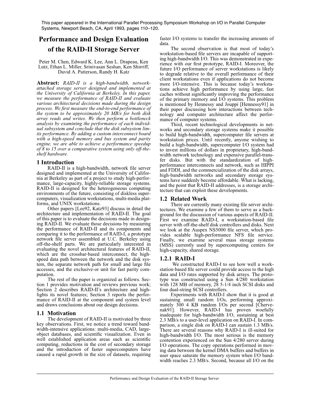 Performance and Design Evaluation of the RAID-II Storage Server
