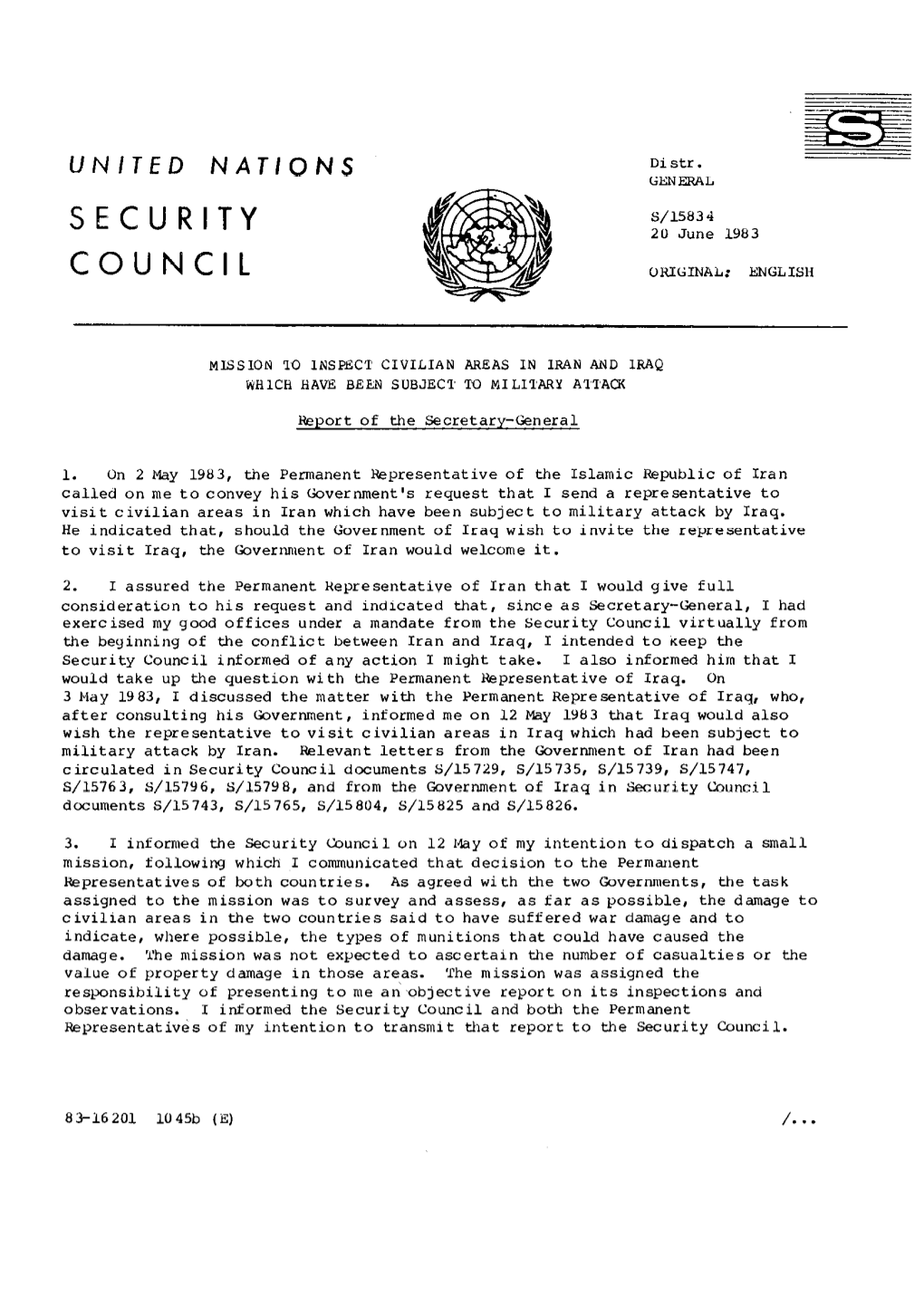 S/15834 SECURITY 20 June 1983