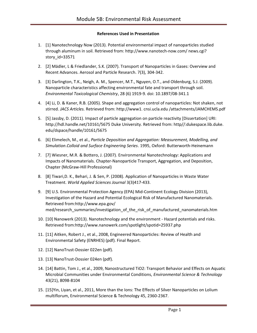 Module 5B: Environmental Risk Assessment