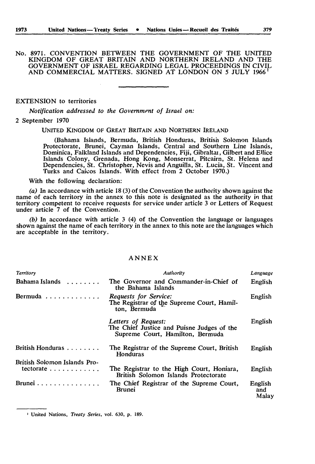 United Kingdom of Great Britain and Northern Ireland and the Government of Israel Regarding Legal Proceedings in Civil and Commercial Matters