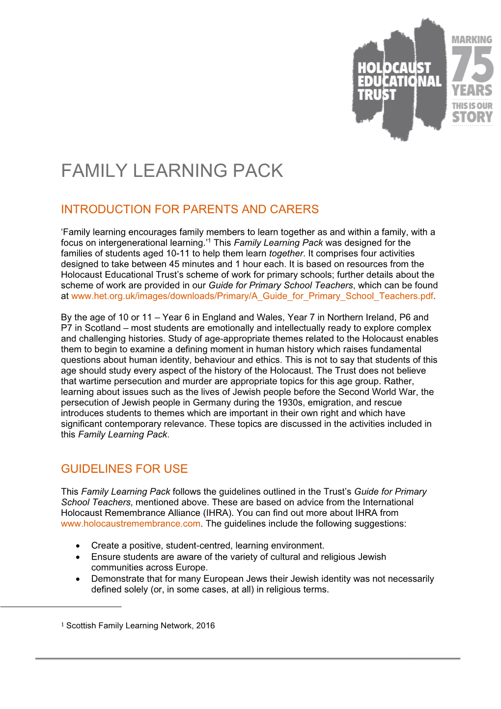 Family Learning Pack
