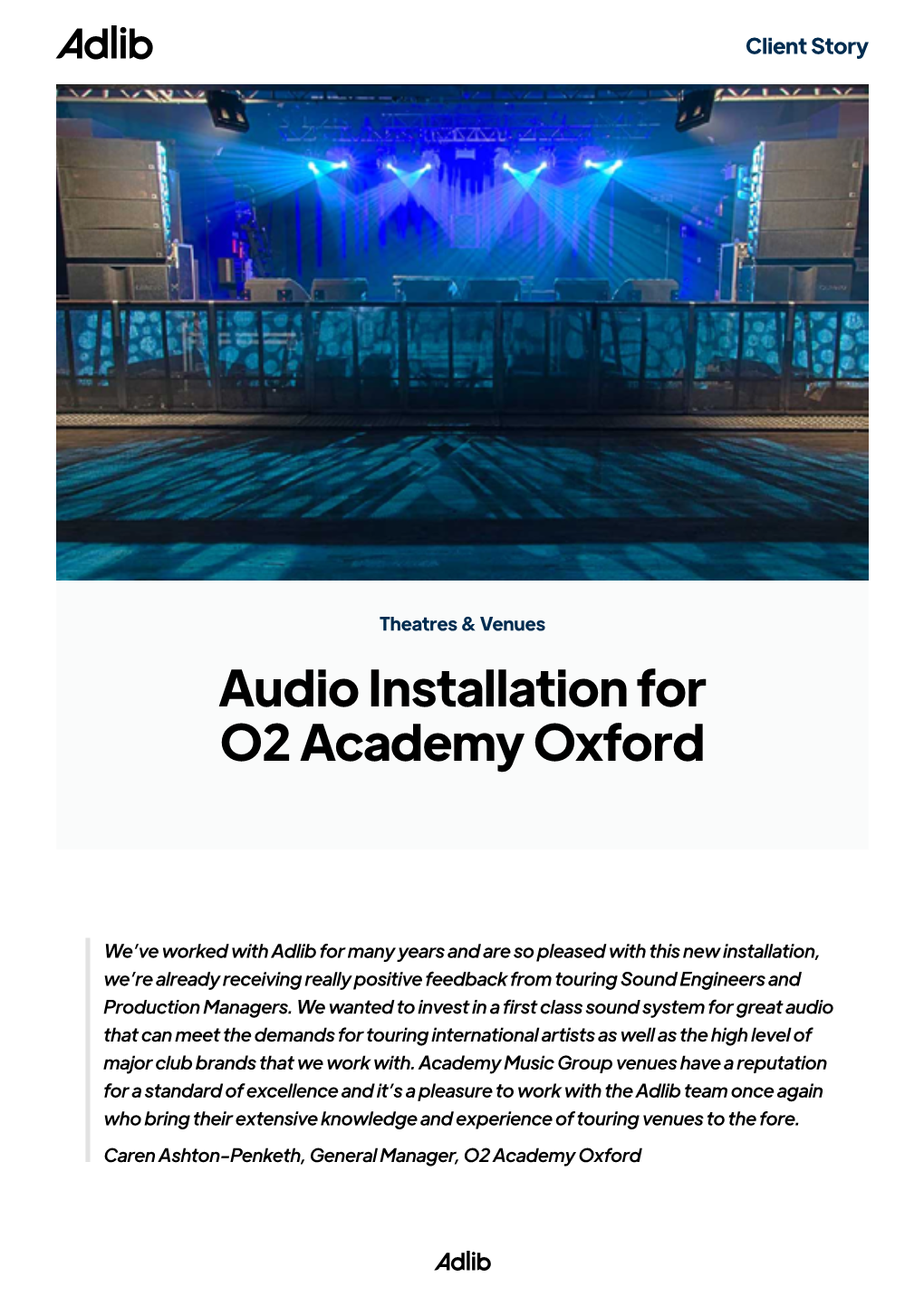 Audio Installation for O2 Academy Oxford