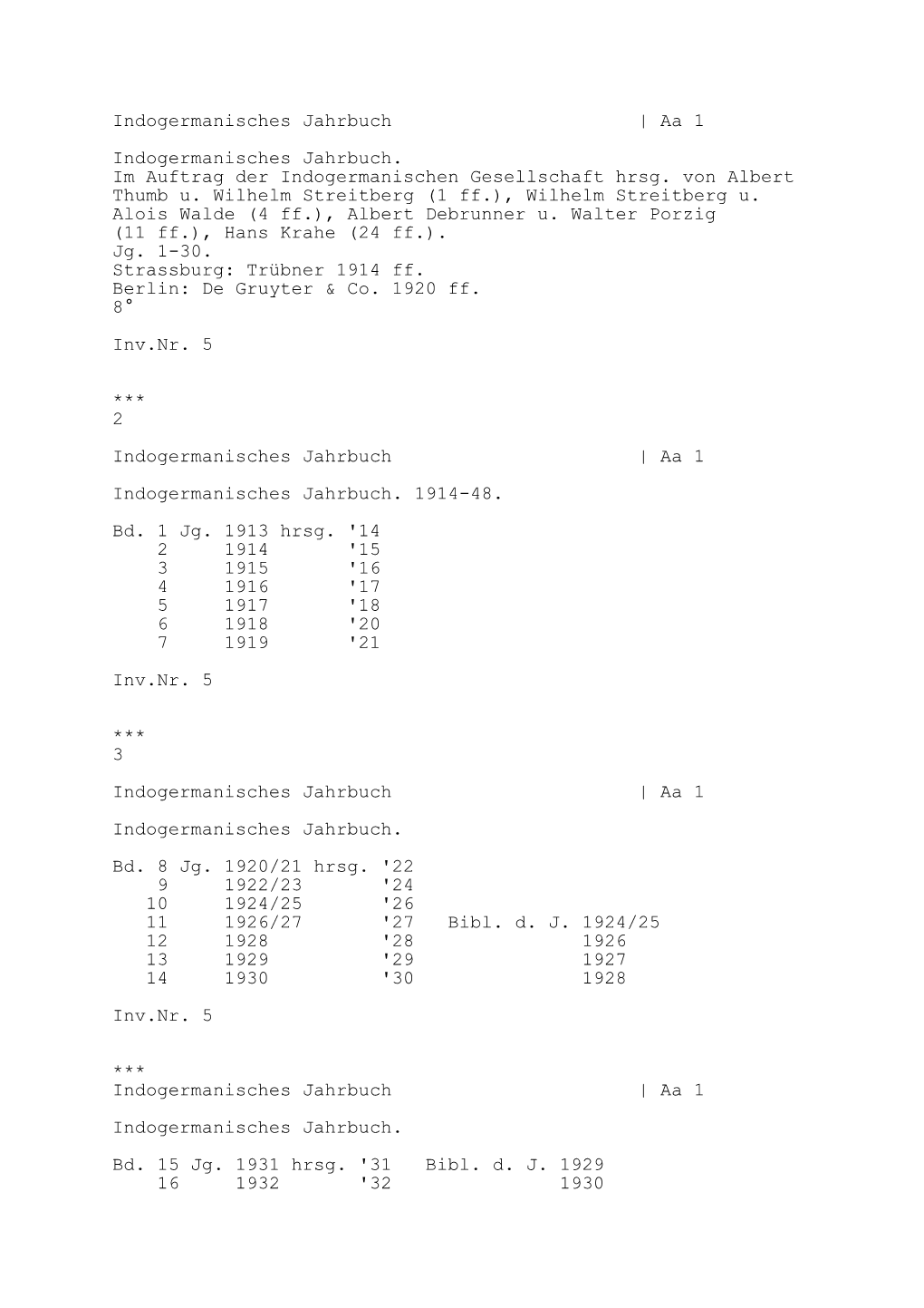 Indogermanisches Jahrbuch | Aa 1 Indogermanisches Jahrbuch