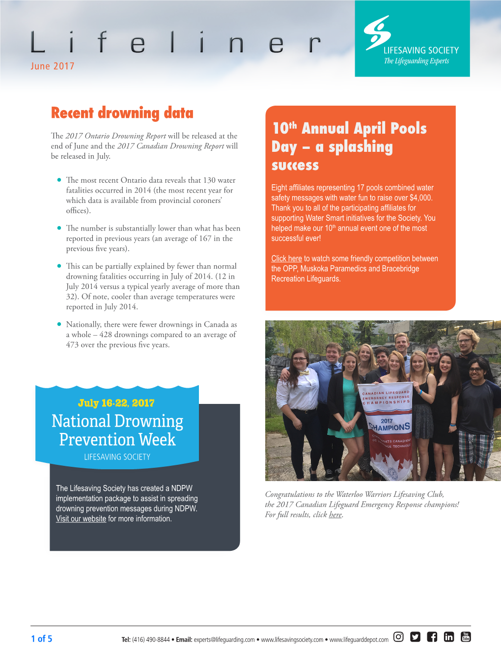 National Drowning Prevention Week LIFESAVING SOCIETY